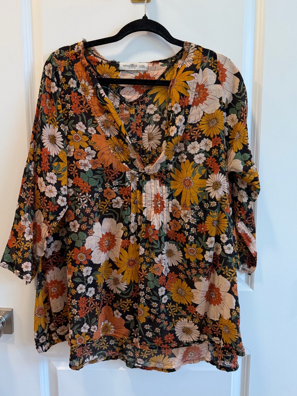NATURAL LIFE Women’s Boho Floral Lightweight Top Long Sleeve size L/XL - Picture 4 of 12